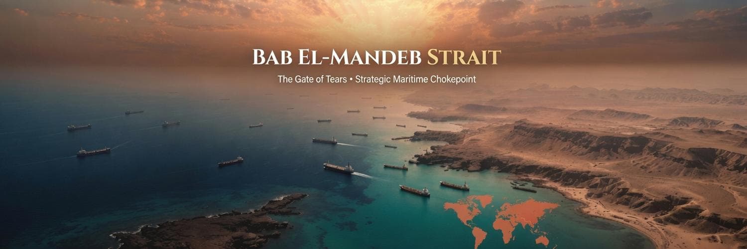 Satellite view of the Bab el-Mandeb Strait between Yemen and Djibouti